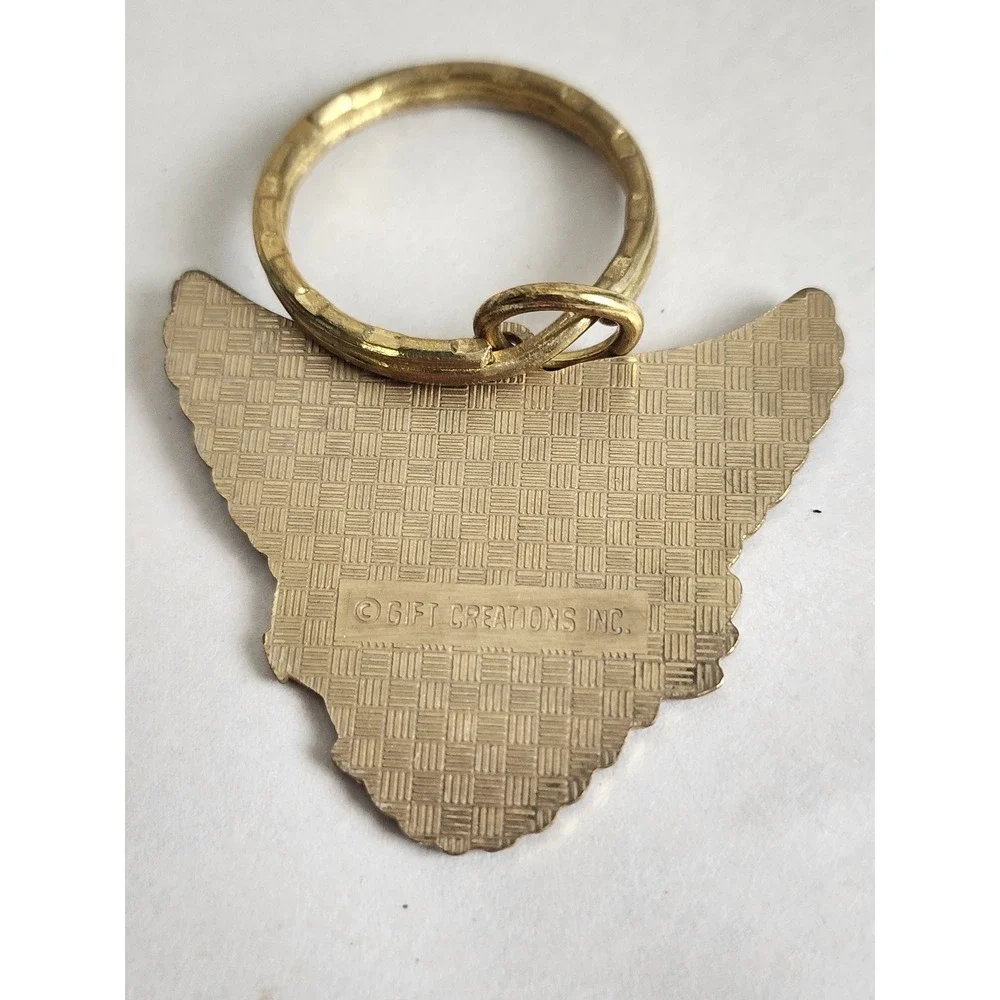 Vintage Gift Creations USA Eagle Keychain Gold Tone Enamel Patriotic Americana